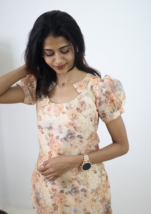 Golden Blossom Kurti