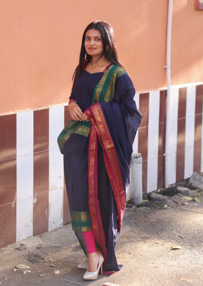 Grape Antique Top & Dupatta Set
