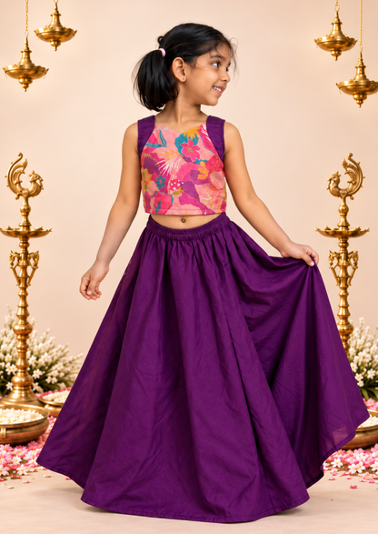 Grape Giggle Kids Crop Top & Skirt Set