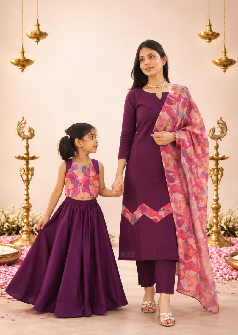 Grape Giggle Kids Crop Top & Skirt Set