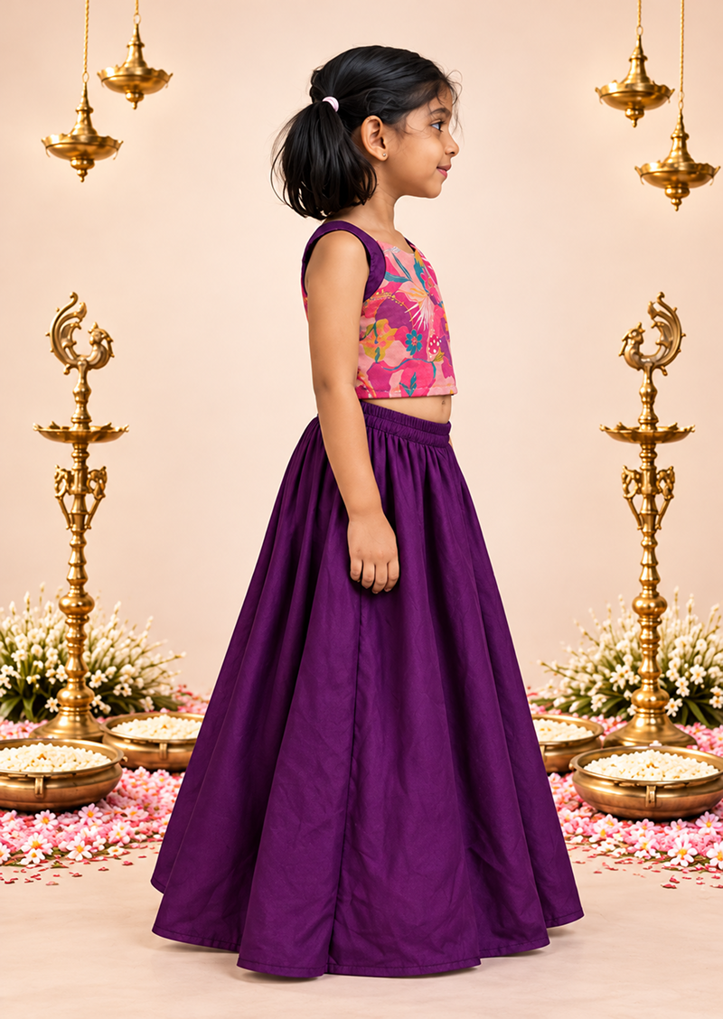 Grape Giggle Kids Crop Top & Skirt Set