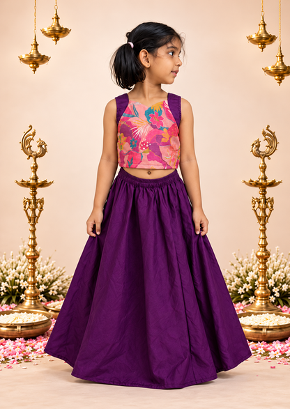 Grape Giggle Kids Crop Top & Skirt Set