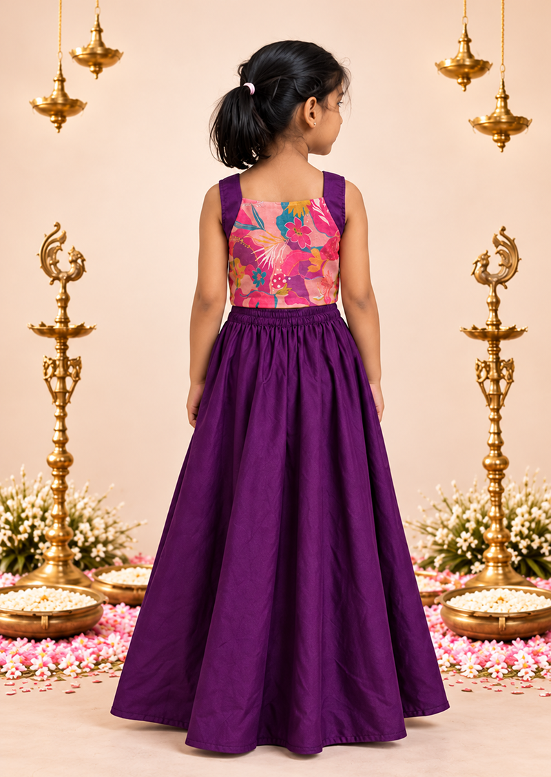 Grape Giggle Kids Crop Top & Skirt Set