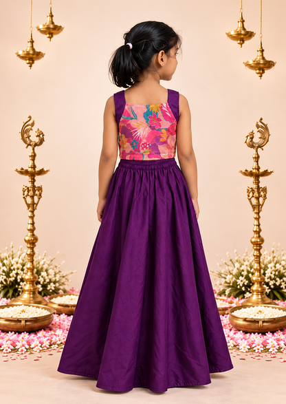 Grape Giggle Kids Crop Top & Skirt Set