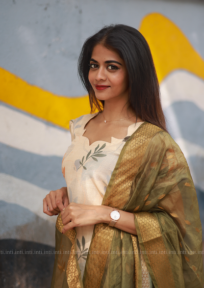Leafy Serenade Top & Dupatta Set