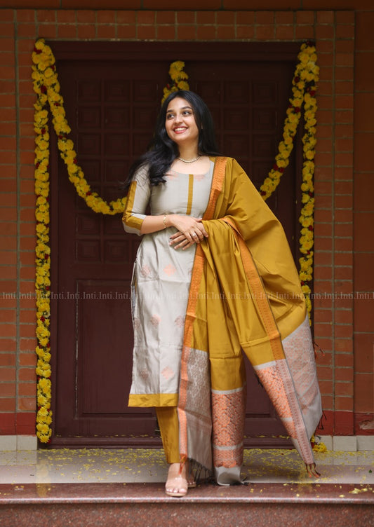 Ashen Gold Salwar Suit