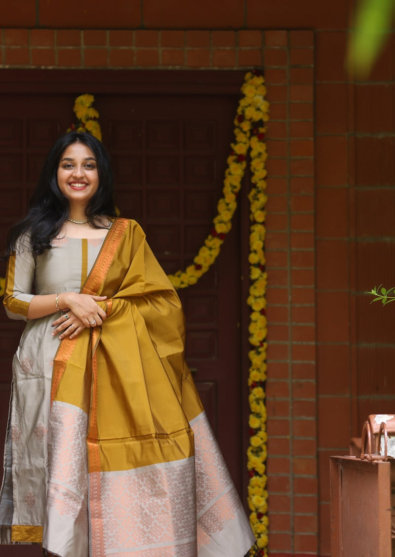 Ashen Gold Salwar Suit