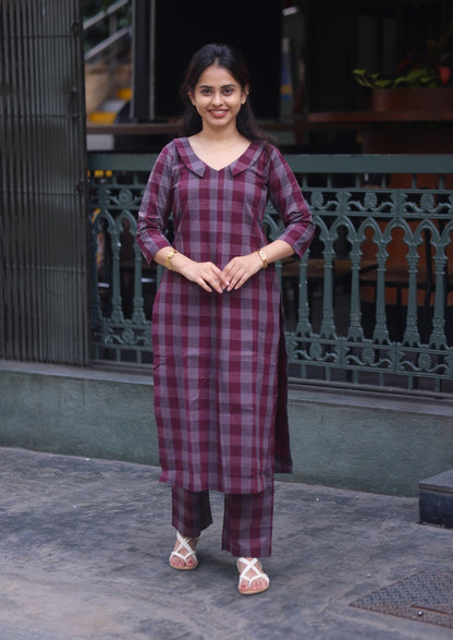 Berry Check Top & Pant Set