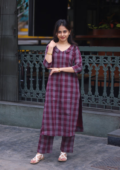 Berry Check Top & Pant Set