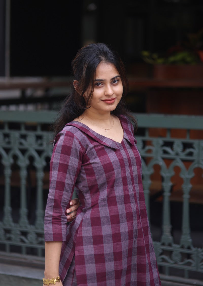 Berry Check Top & Pant Set