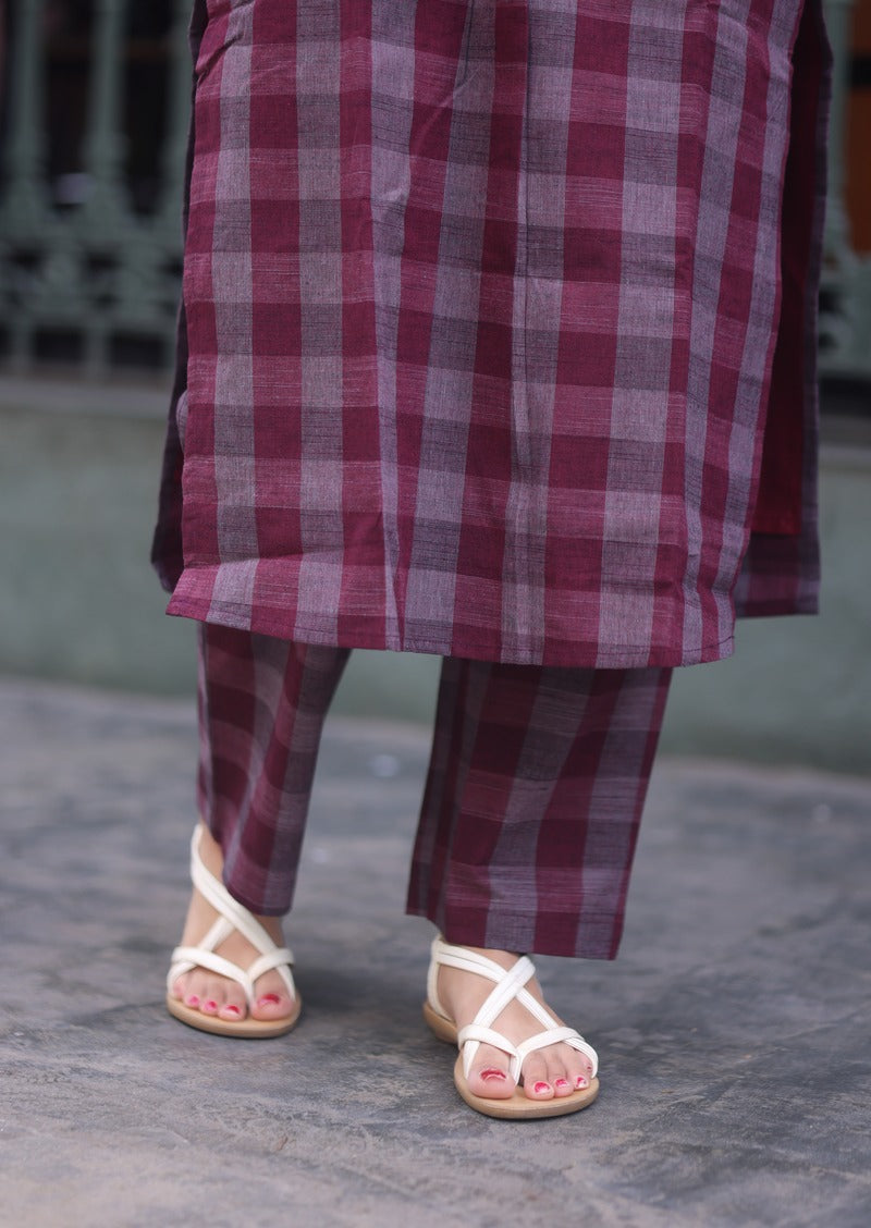 Berry Check Top & Pant Set