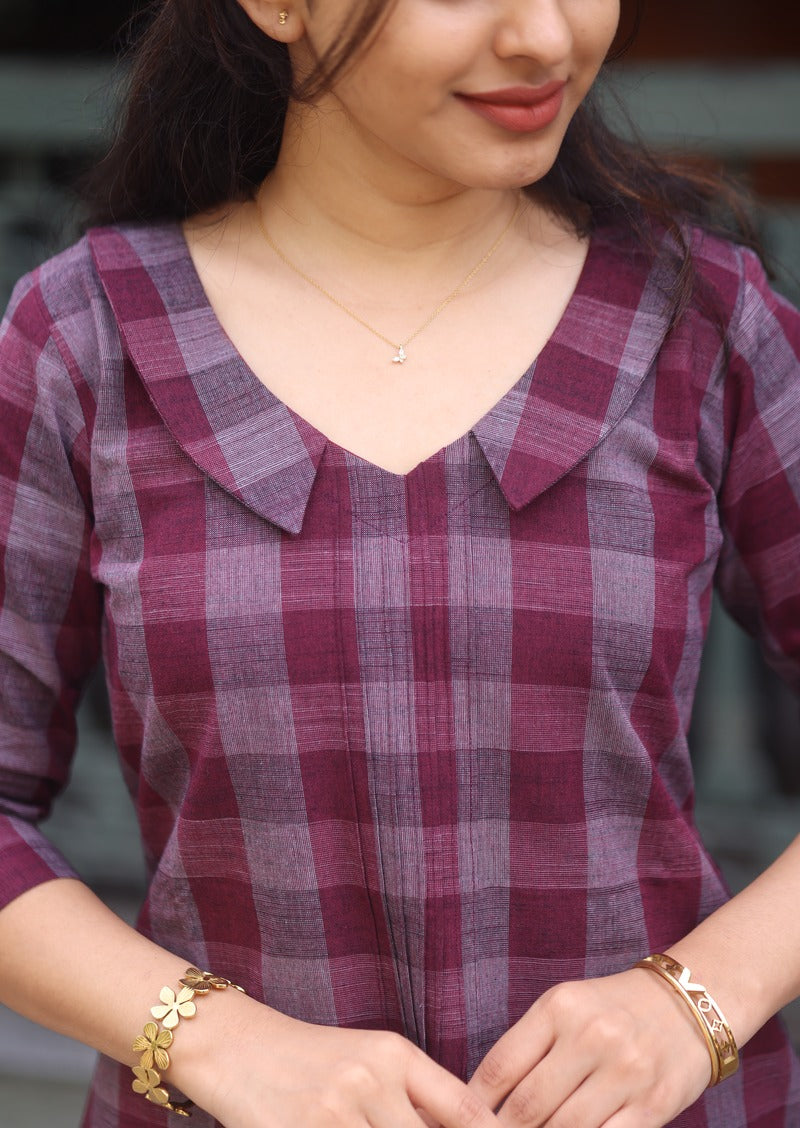 Berry Check Top & Pant Set