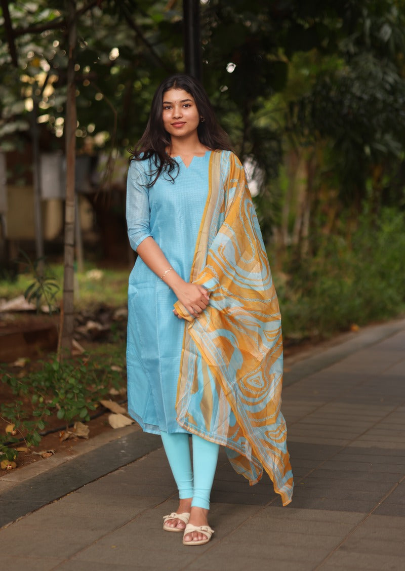 Aqua Swirl Top & Dupatta Set