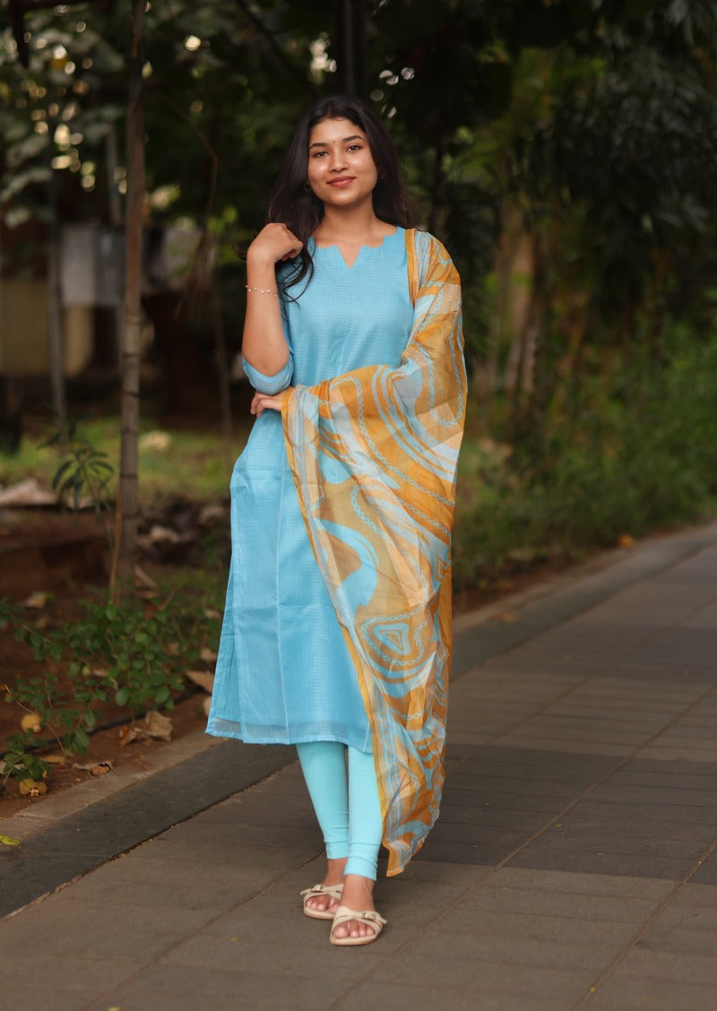 Aqua Swirl Top & Dupatta Set