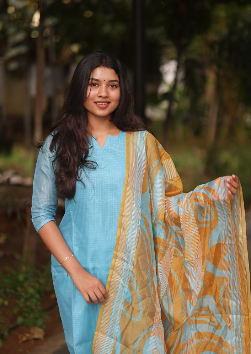Aqua Swirl Top & Dupatta Set