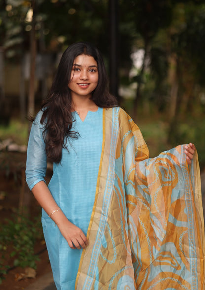 Aqua Swirl Top & Dupatta Set