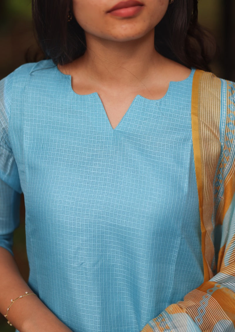 Aqua Swirl Top & Dupatta Set