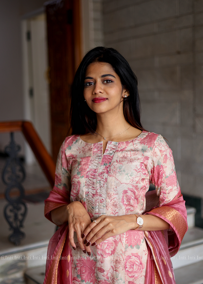 Soft Rosette Top and Dupatta Set