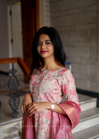 Soft Rosette Top and Dupatta Set
