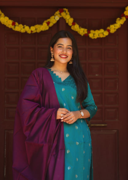 Oceanic Raga Top & Dupatta Set