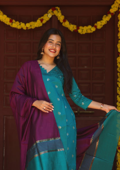 Oceanic Raga Top & Dupatta Set