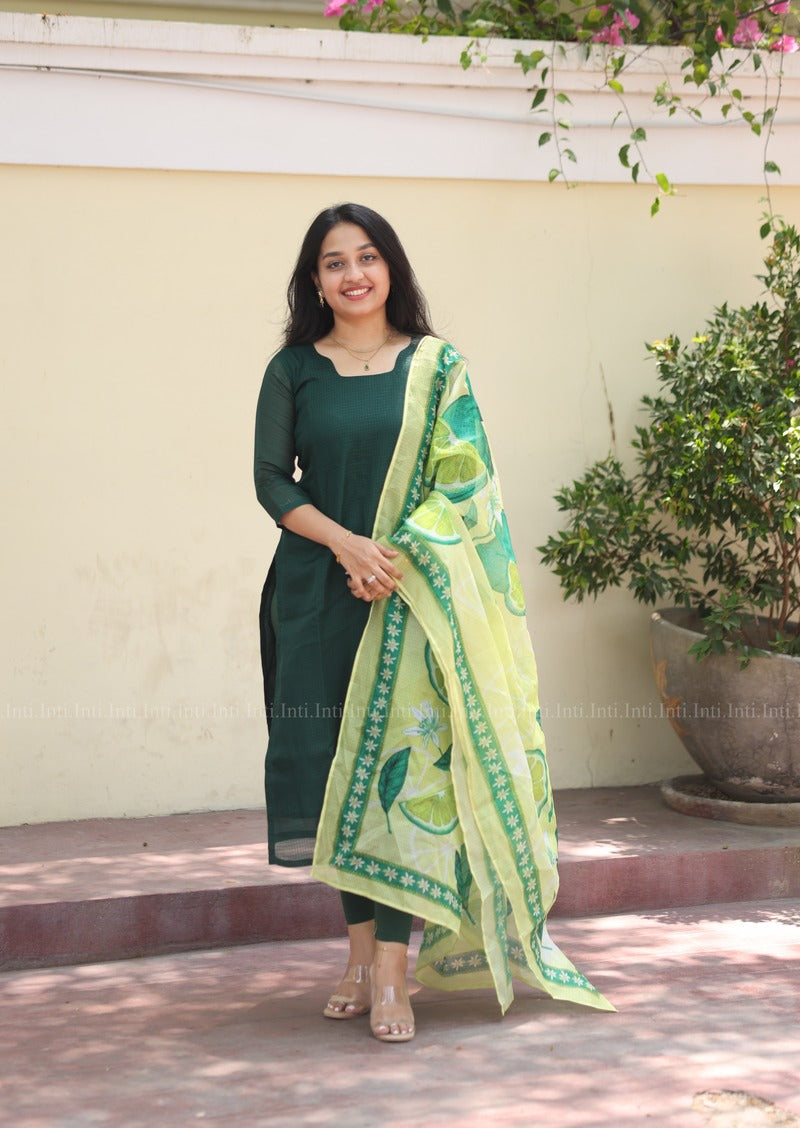 Emerald Zest Top and Dupatta Set