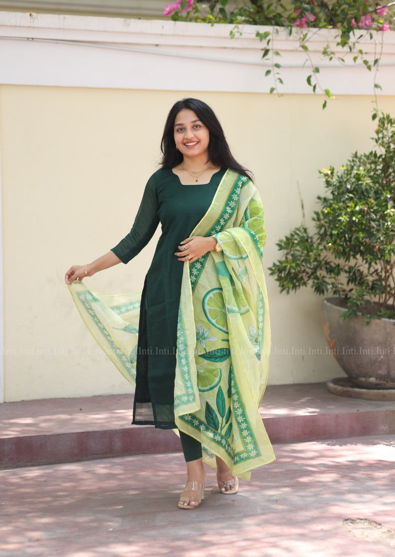 Emerald Zest Top and Dupatta Set