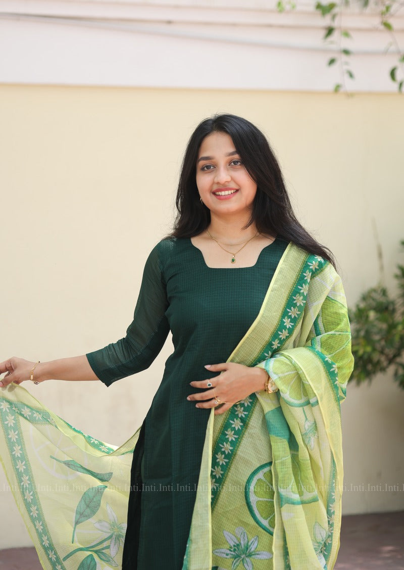 Emerald Zest Top and Dupatta Set