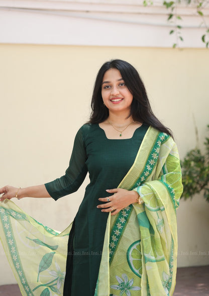 Emerald Zest Top and Dupatta Set