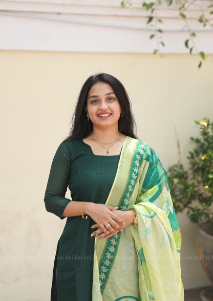 Emerald Zest Top and Dupatta Set