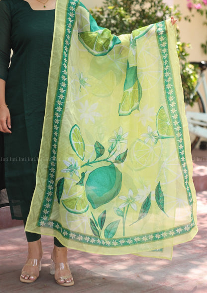 Emerald Zest Top and Dupatta Set
