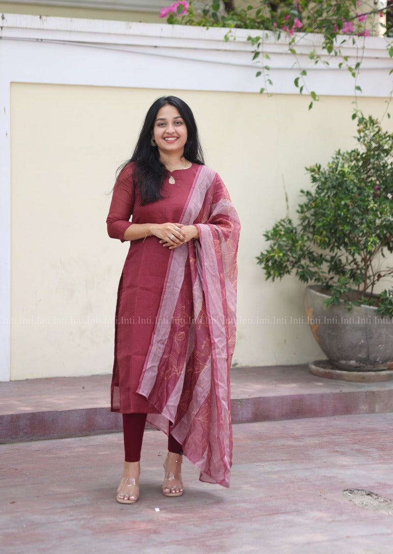 Berry Twilight Top & Dupatta Set