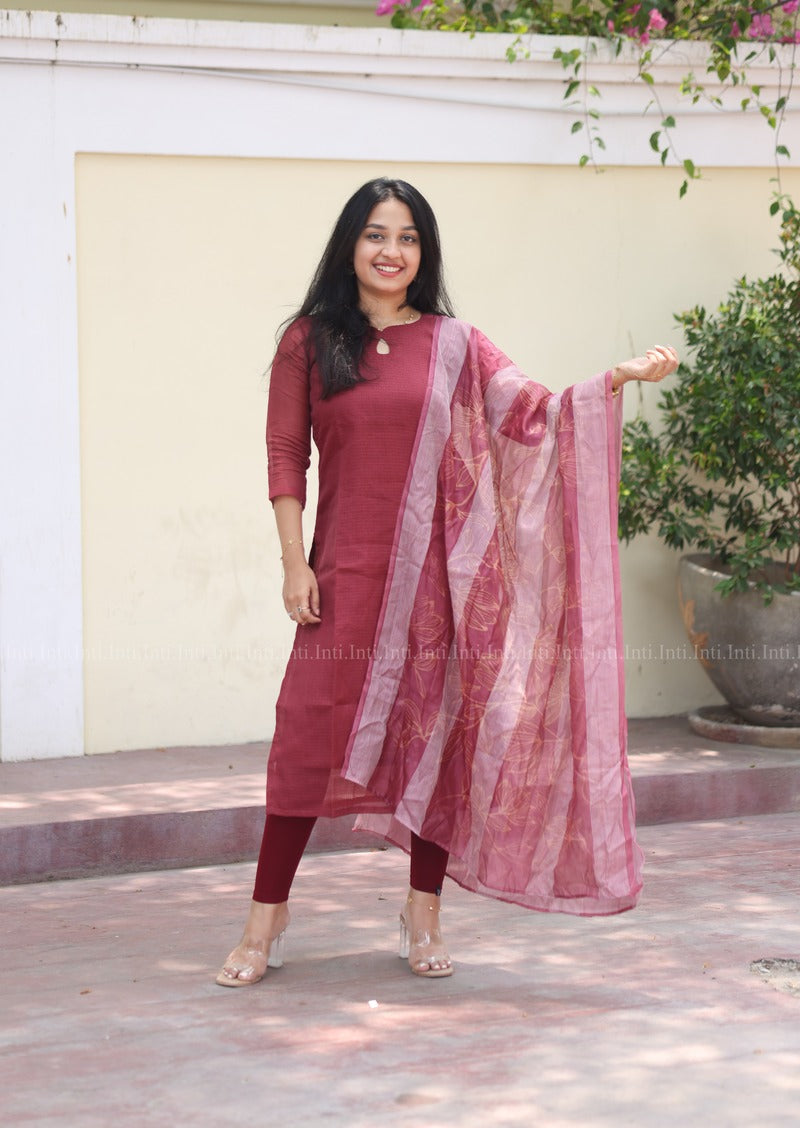 Berry Twilight Top & Dupatta Set