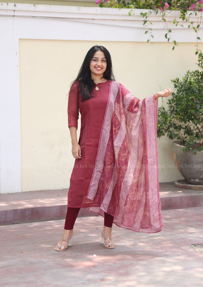 Berry Twilight Top & Dupatta Set