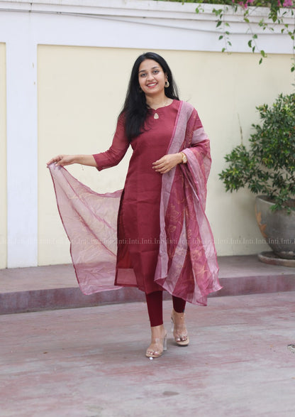 Berry Twilight Top & Dupatta Set