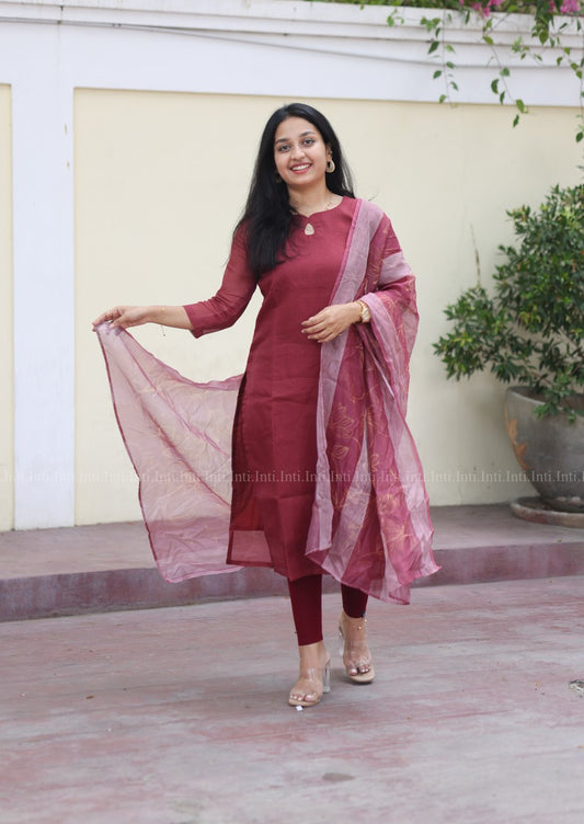 Berry Twilight Top & Dupatta Set