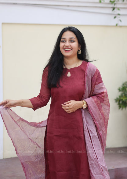 Berry Twilight Top & Dupatta Set