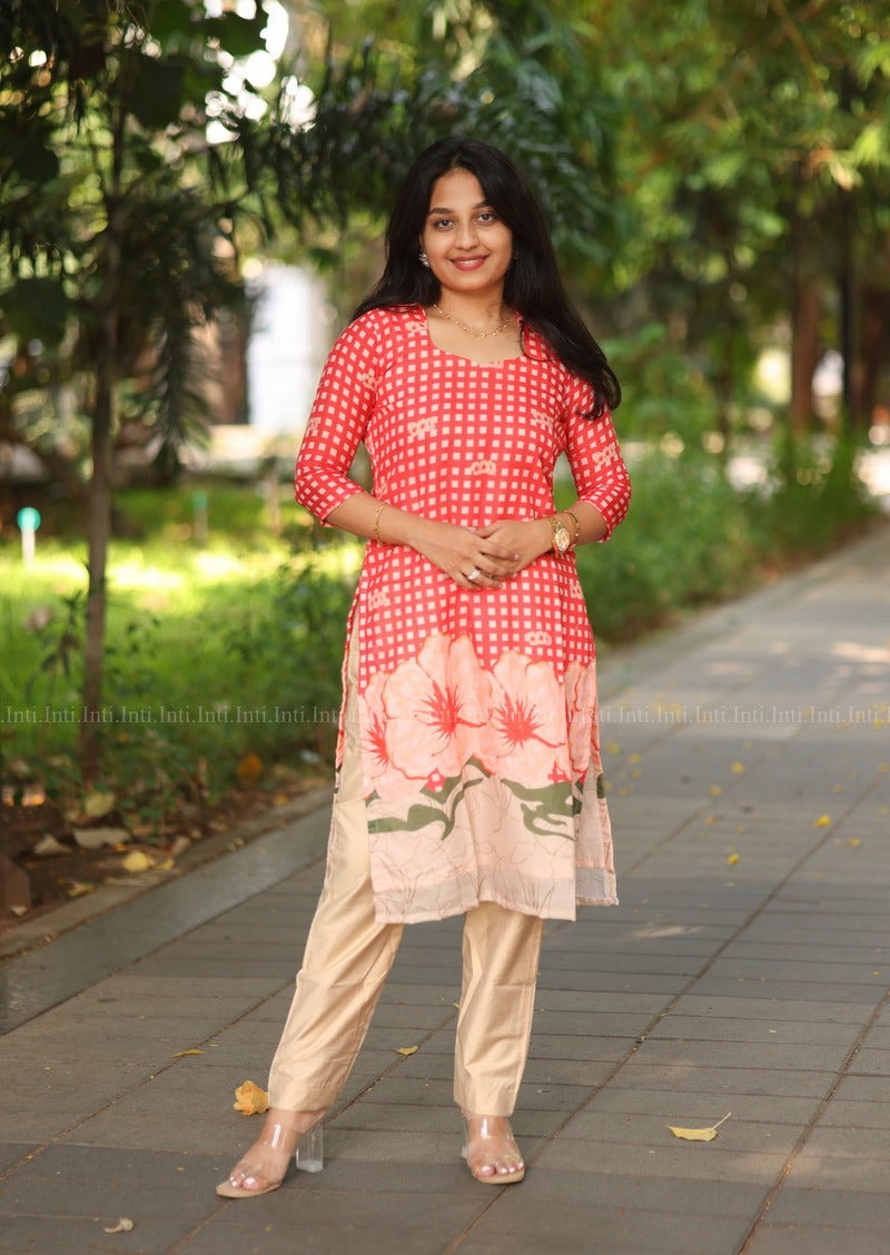 Coral Checkmate Top & Pant