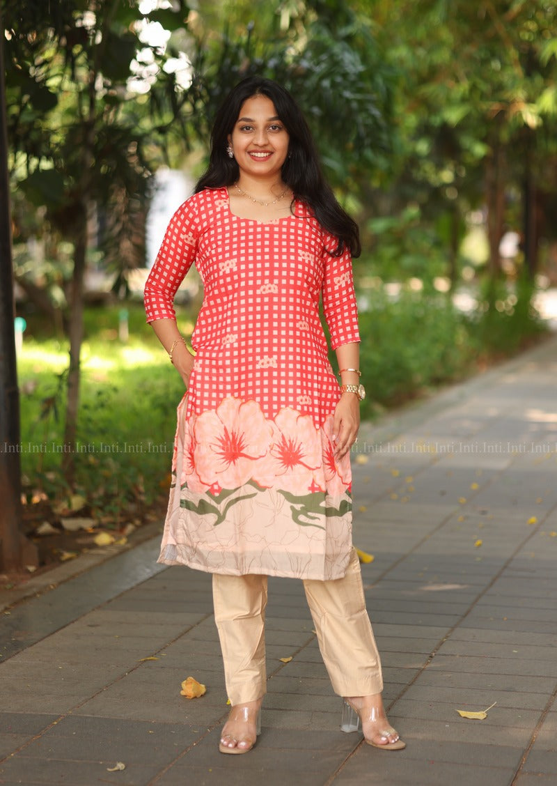 Coral Checkmate Top & Pant