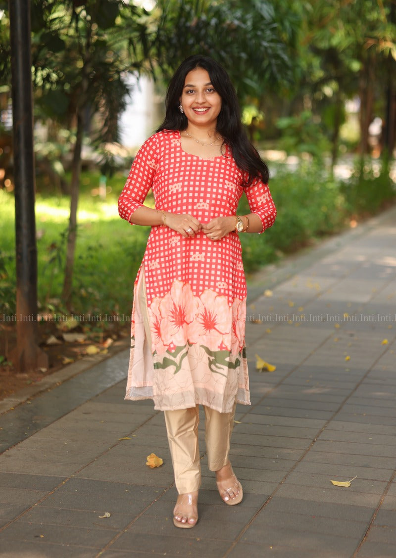 Coral Checkmate Top & Pant