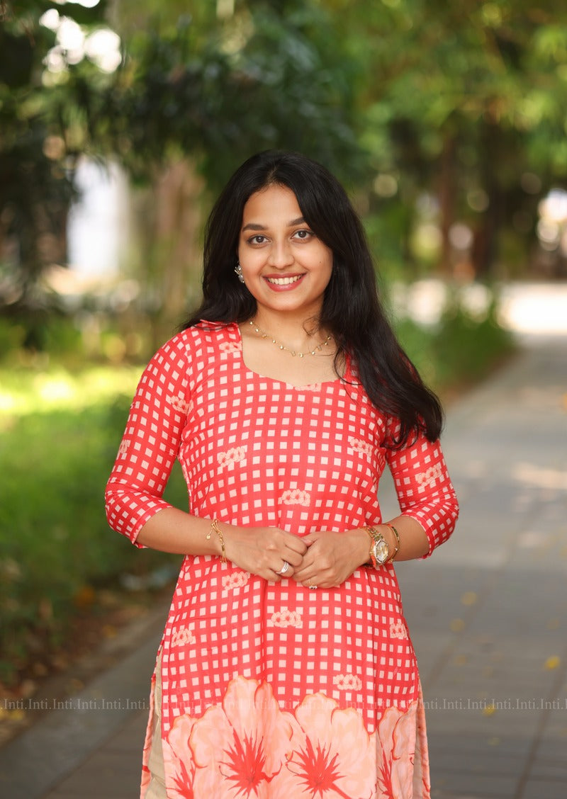 Coral Checkmate Top & Pant