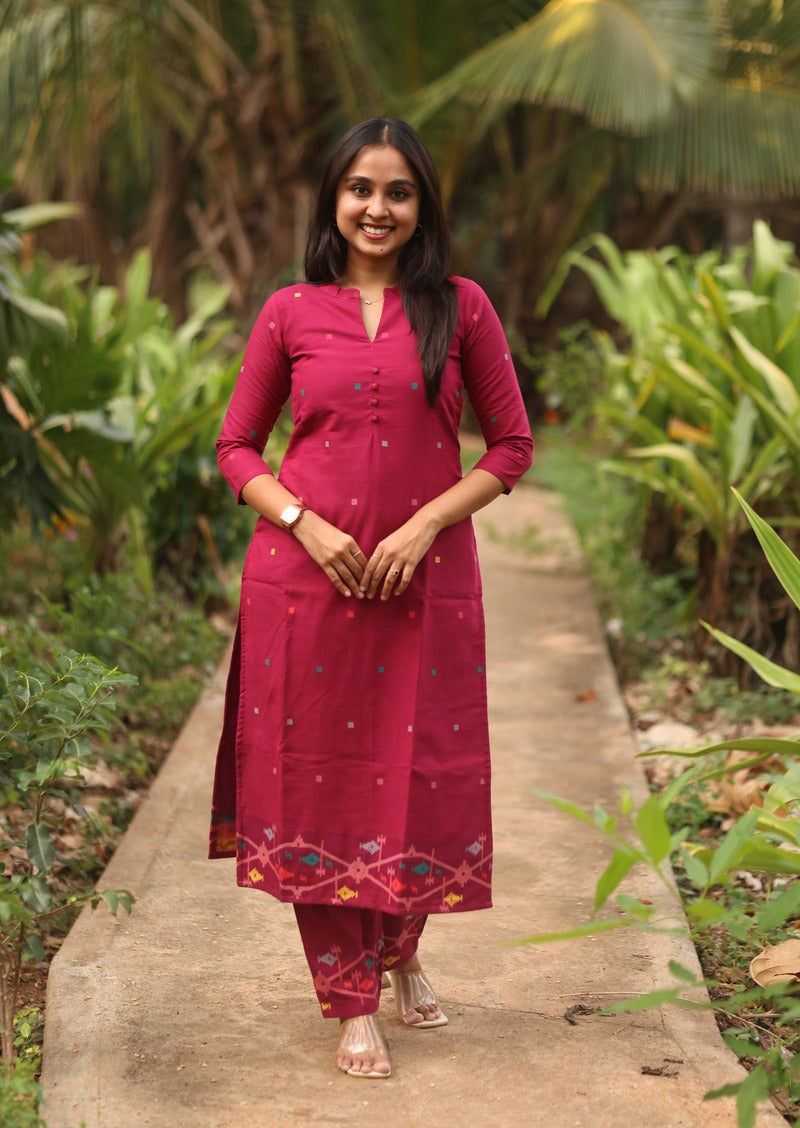 Fuchsia Folk Top & Pant Set