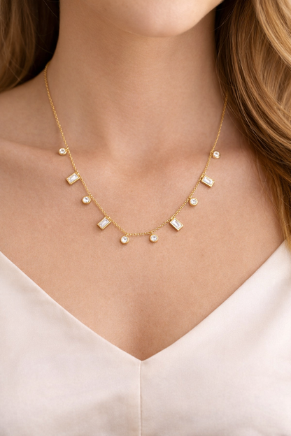 Geometric Drop Station Necklace