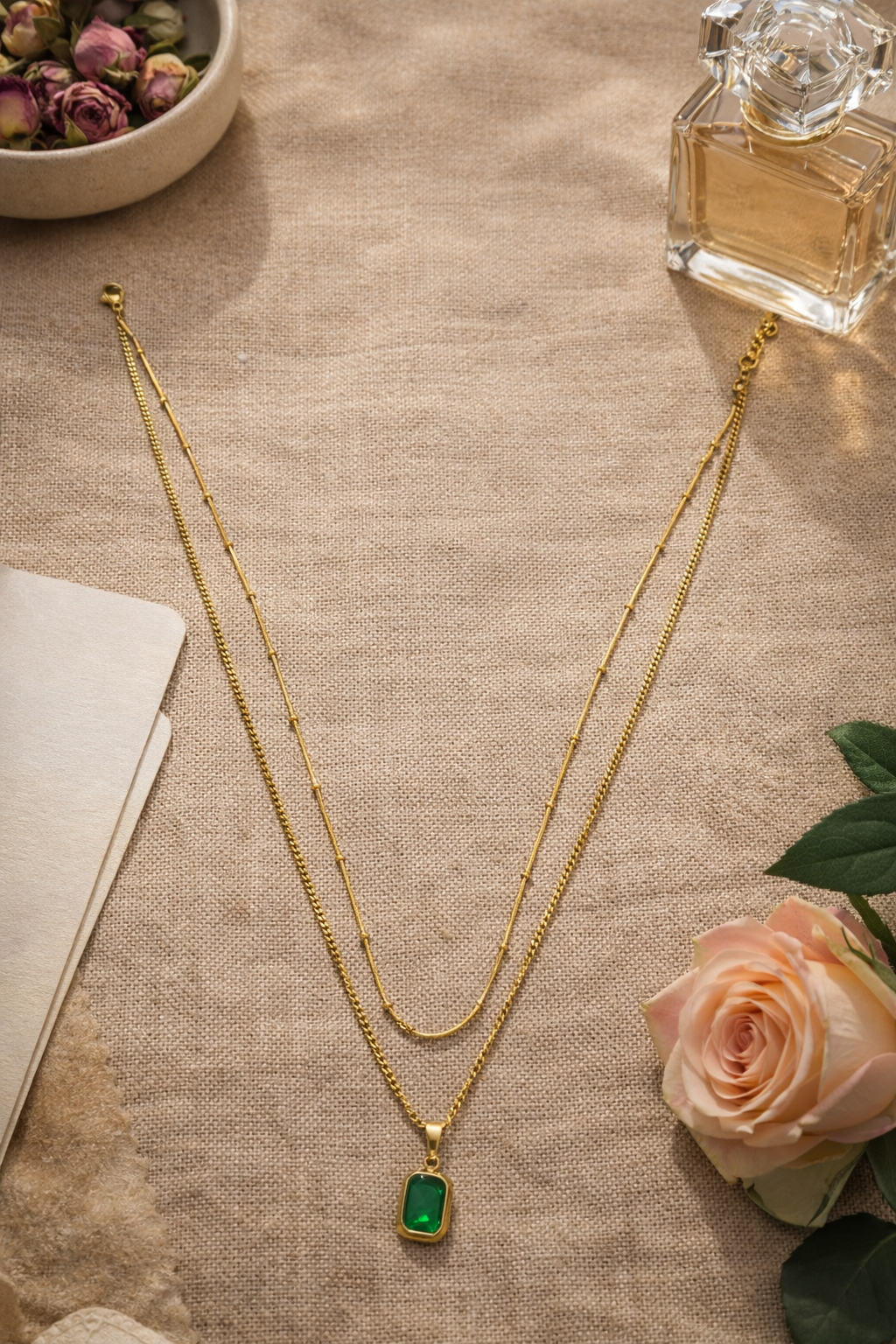 Layered Green Pendant Neckchain