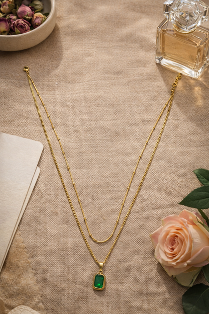Layered Green Pendant Neckchain