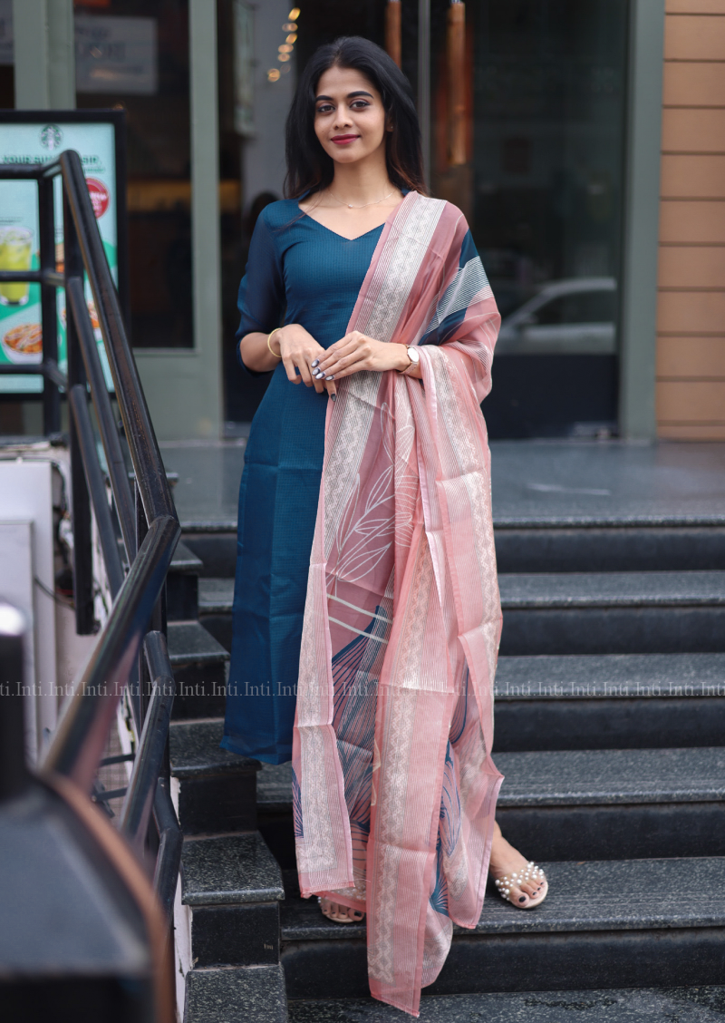 Indigo Wave Top & Dupatta Set