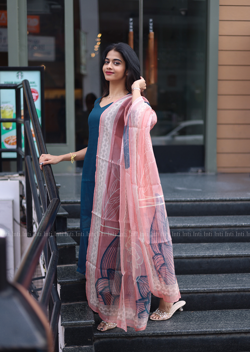 Indigo Wave Top & Dupatta Set