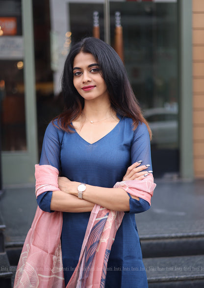 Indigo Wave Top & Dupatta Set