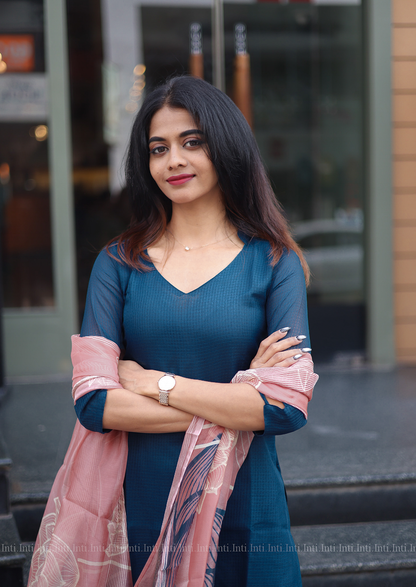 Indigo Wave Top & Dupatta Set