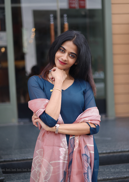 Indigo Wave Top & Dupatta Set